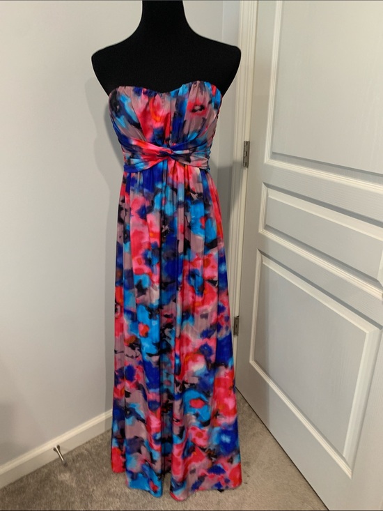 Jessica Simpson Dresses & Skirts - Jessica Simpson Strapless Floral Maxi Dress in Blue, Pink & Purple